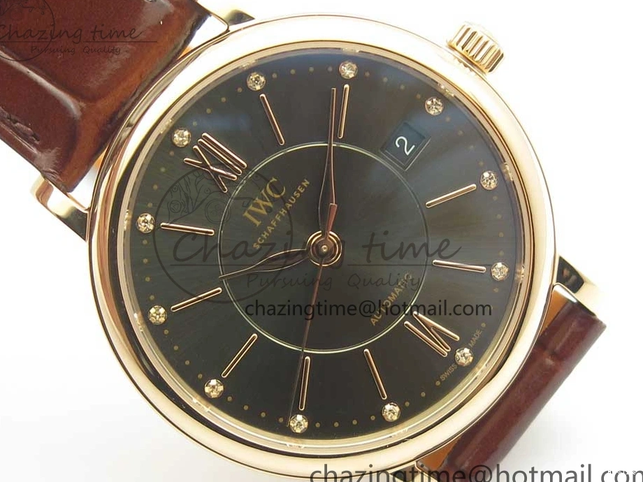 MIROTIME 0224 SportInspired Portofino IW458101 RG MK 1:1 Best Edition Gray Dial On Brown Leather Strap MIYOTA 7165